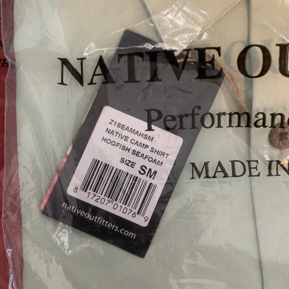 NATIVE OUTFITTERS Camp Shirt Size S New $99 Mint Seafoam Hogfish Boating Water - Picture 9 of 10